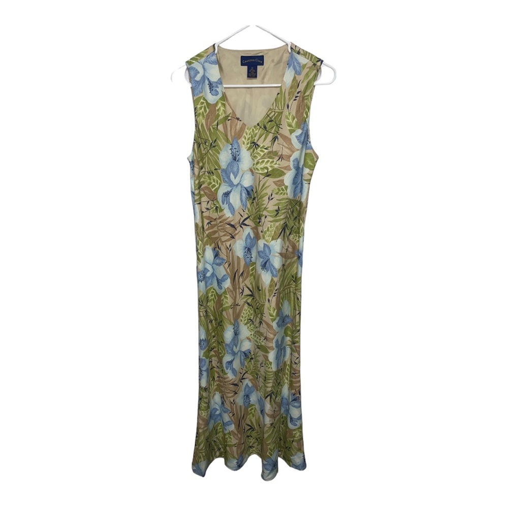 Charter Club Linen Blend Fiji II Floral Sleeveless Midi Dress | Size 8